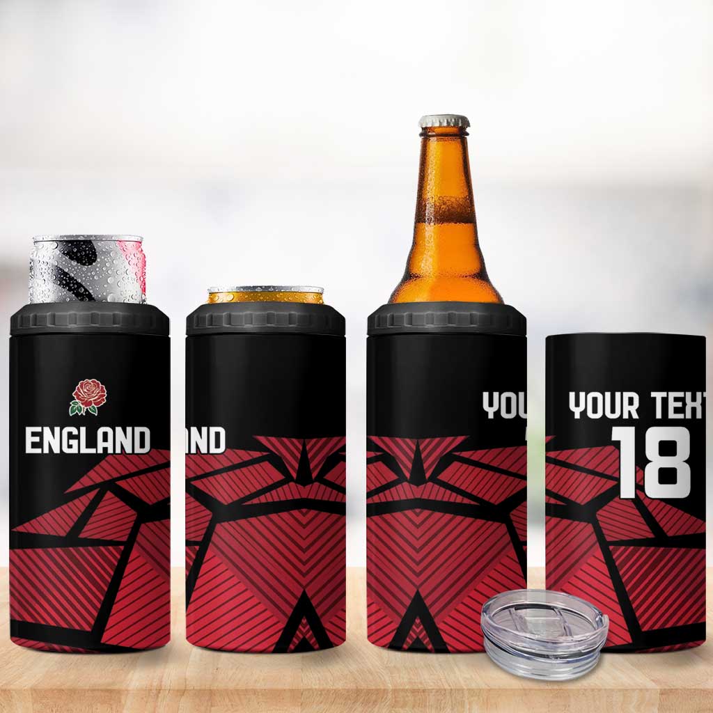 England Rugby Custom 4 in 1 Can Cooler Tumbler Red Roses Go Champion - Wonder Print Shop
