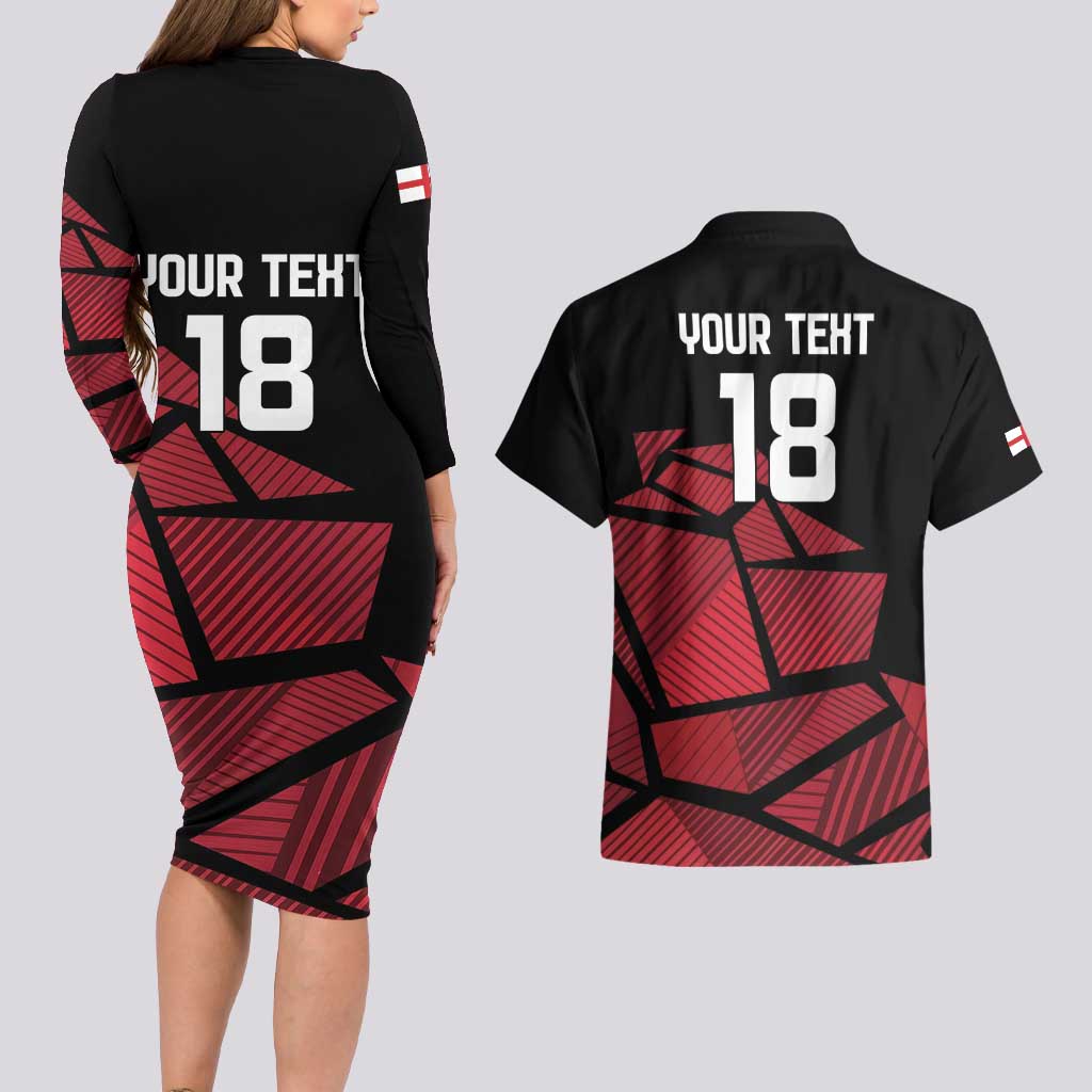 England Rugby Custom Couples Matching Long Sleeve Bodycon Dress and Hawaiian Shirt Red Roses Go Champion - Wonder Print Shop