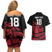 England Rugby Custom Couples Matching Off Shoulder Short Dress and Hawaiian Shirt Red Roses Go Champion - Wonder Print Shop