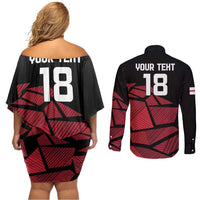 England Rugby Custom Couples Matching Off Shoulder Short Dress and Long Sleeve Button Shirt Red Roses Go Champion - Wonder Print Shop