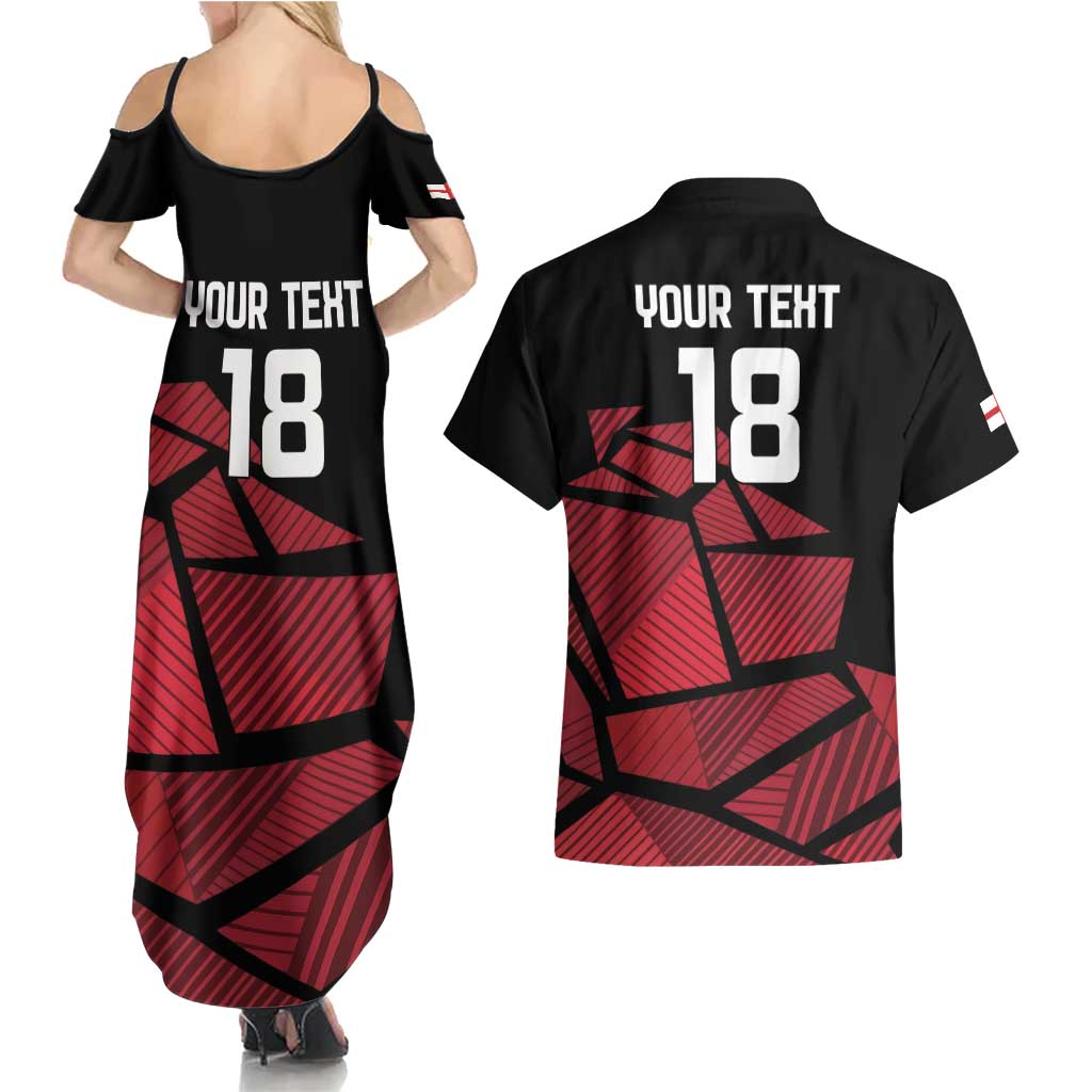 England Rugby Custom Couples Matching Summer Maxi Dress and Hawaiian Shirt Red Roses Go Champion - Wonder Print Shop
