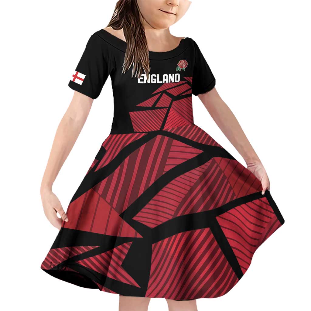 England Rugby Custom Family Matching Off Shoulder Short Dress and Hawaiian Shirt Red Roses Go Champion - Wonder Print Shop