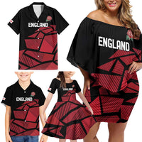 England Rugby Custom Family Matching Off Shoulder Short Dress and Hawaiian Shirt Red Roses Go Champion - Wonder Print Shop