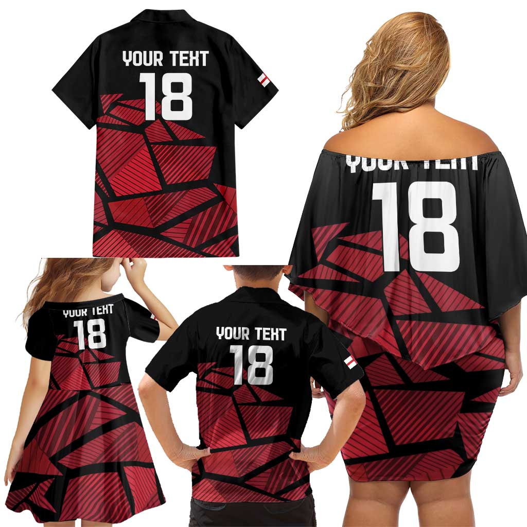 England Rugby Custom Family Matching Off Shoulder Short Dress and Hawaiian Shirt Red Roses Go Champion - Wonder Print Shop