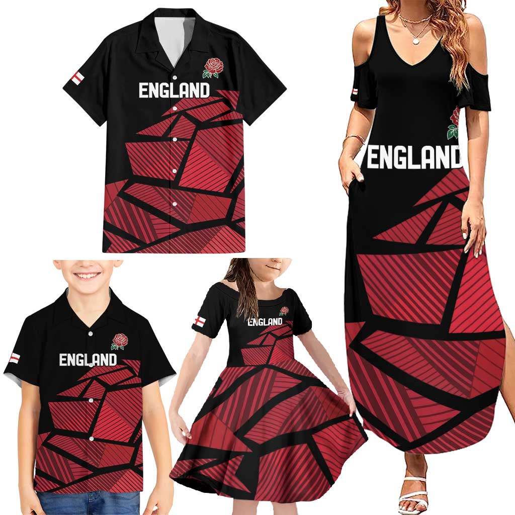 England Rugby Custom Family Matching Summer Maxi Dress and Hawaiian Shirt Red Roses Go Champion - Wonder Print Shop