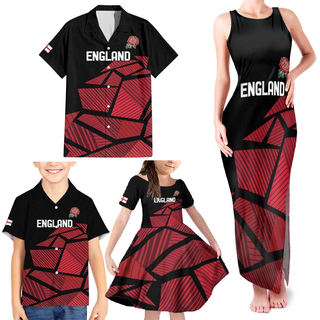 England Rugby Custom Family Matching Tank Maxi Dress and Hawaiian Shirt Red Roses Go Champion - Wonder Print Shop
