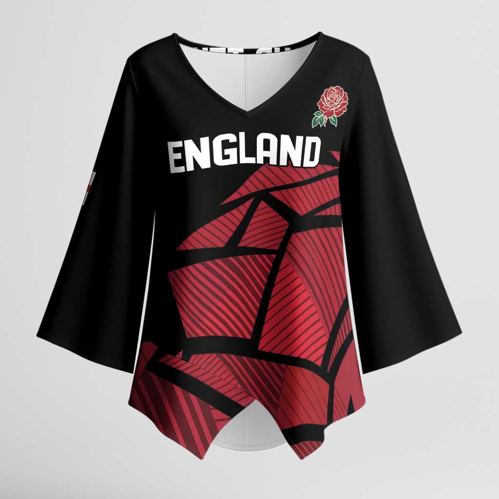 England Rugby Custom Kimono Sleeve Blouse Red Roses Go Champion - Wonder Print Shop