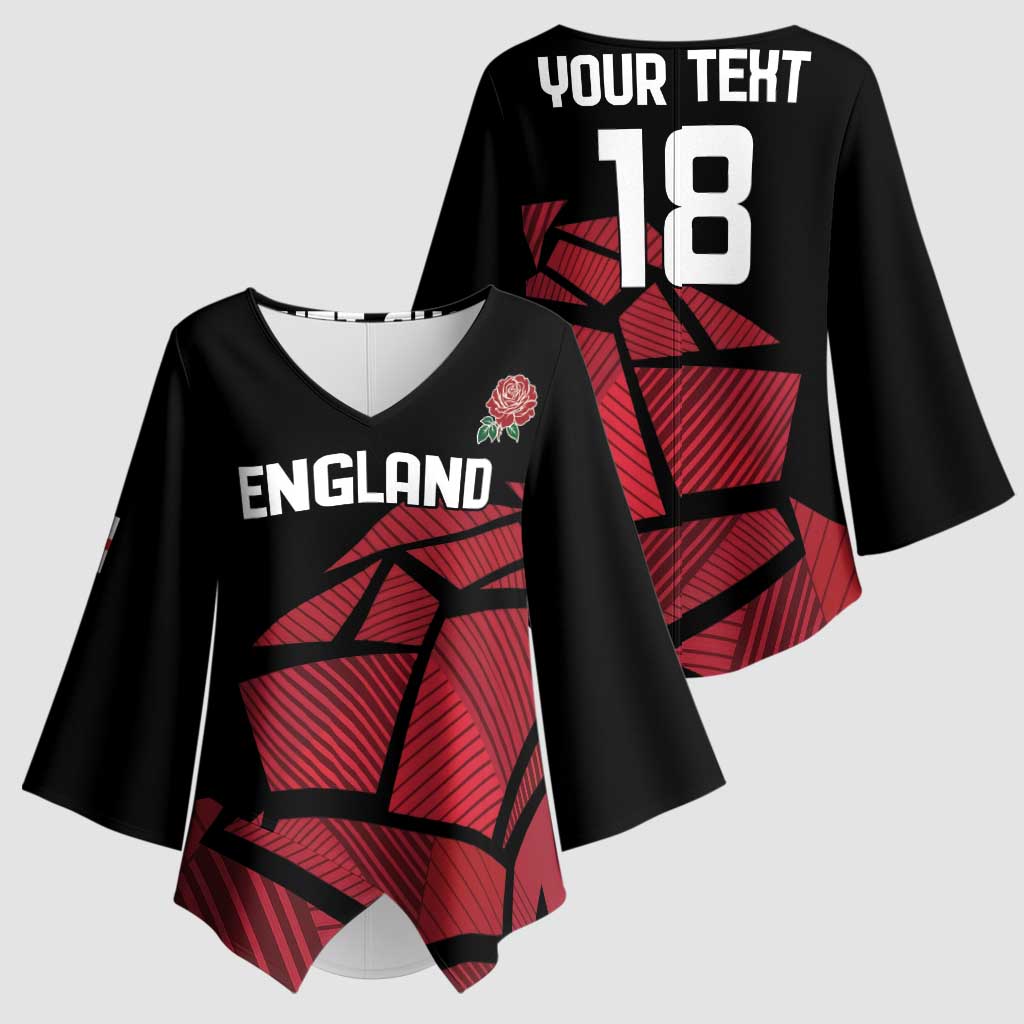 England Rugby Custom Kimono Sleeve Blouse Red Roses Go Champion - Wonder Print Shop