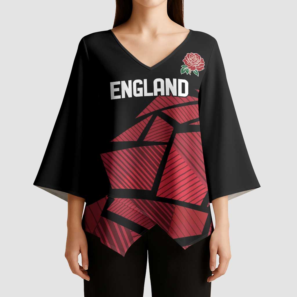 England Rugby Custom Kimono Sleeve Blouse Red Roses Go Champion - Wonder Print Shop