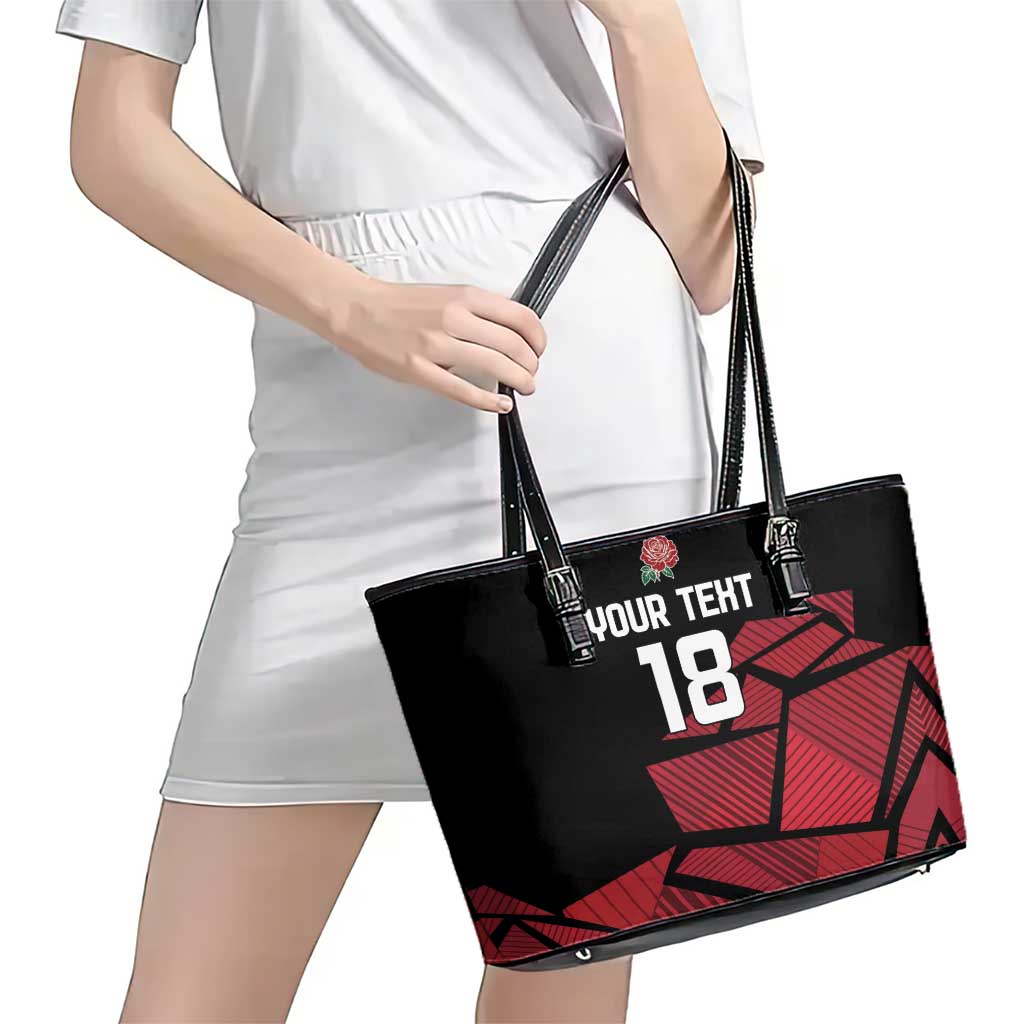 England Rugby Custom Leather Tote Bag Red Roses Go Champion - Wonder Print Shop