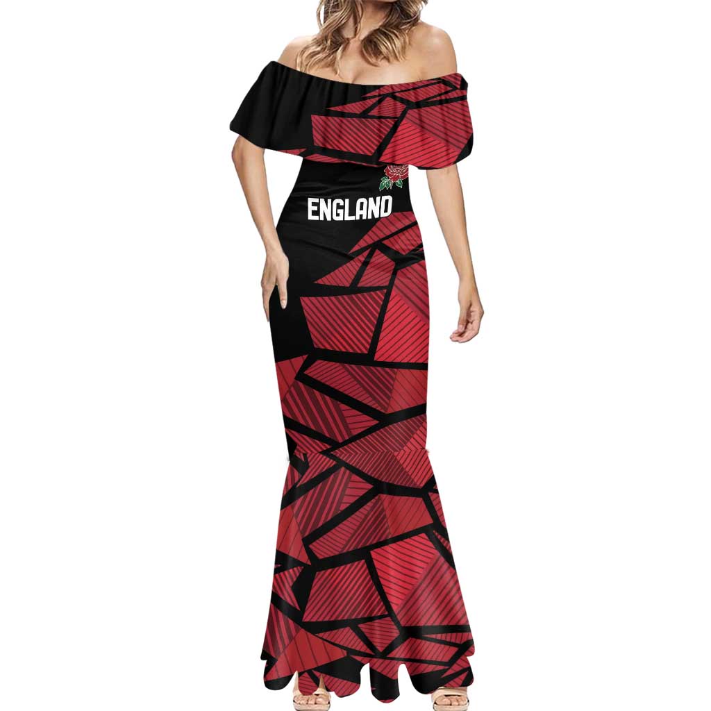 England Rugby Custom Mermaid Dress Red Roses Go Champion - Wonder Print Shop