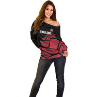 England Rugby Custom Off Shoulder Sweater Red Roses Go Champion - Wonder Print Shop