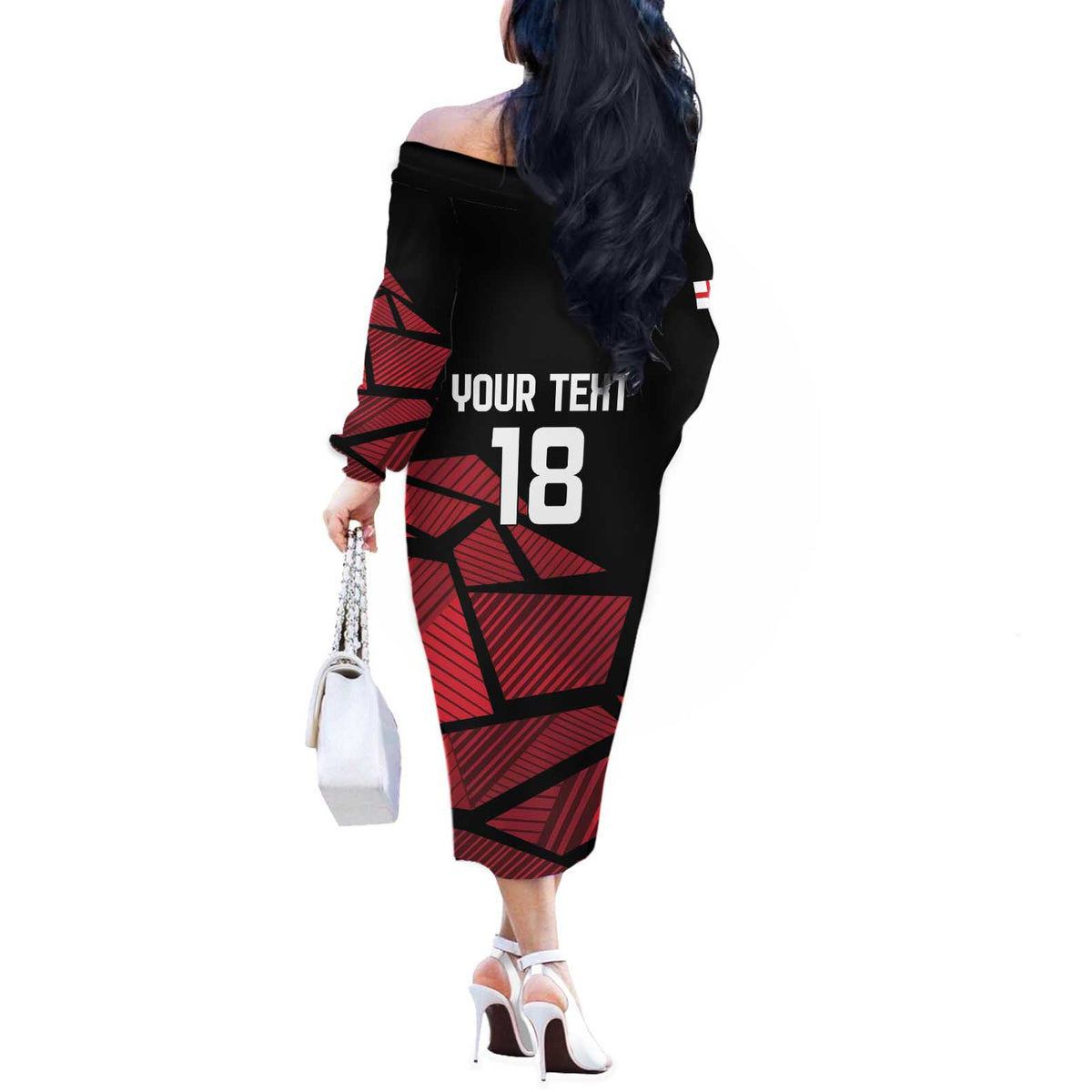 England Rugby Custom Off The Shoulder Long Sleeve Dress Red Roses Go Champion - Wonder Print Shop