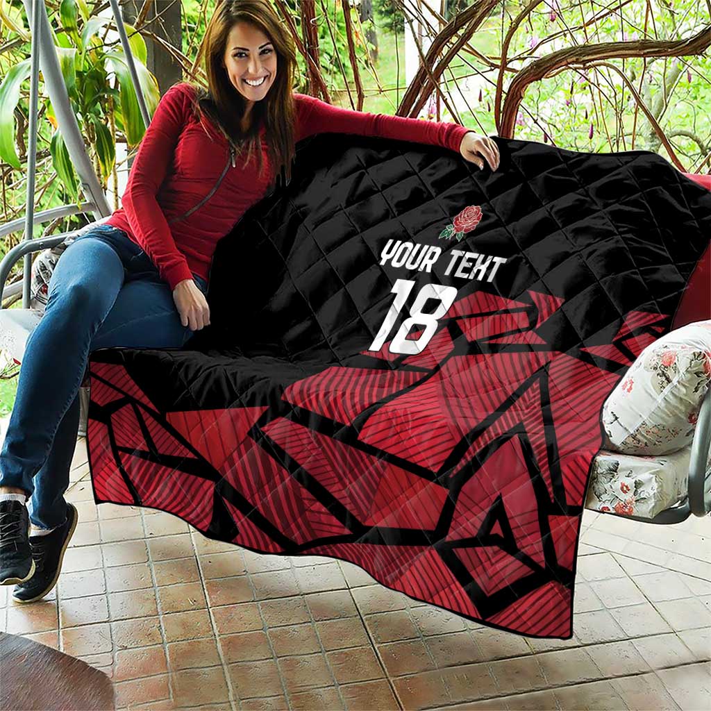 England Rugby Custom Quilt Red Roses Go Champion - Wonder Print Shop