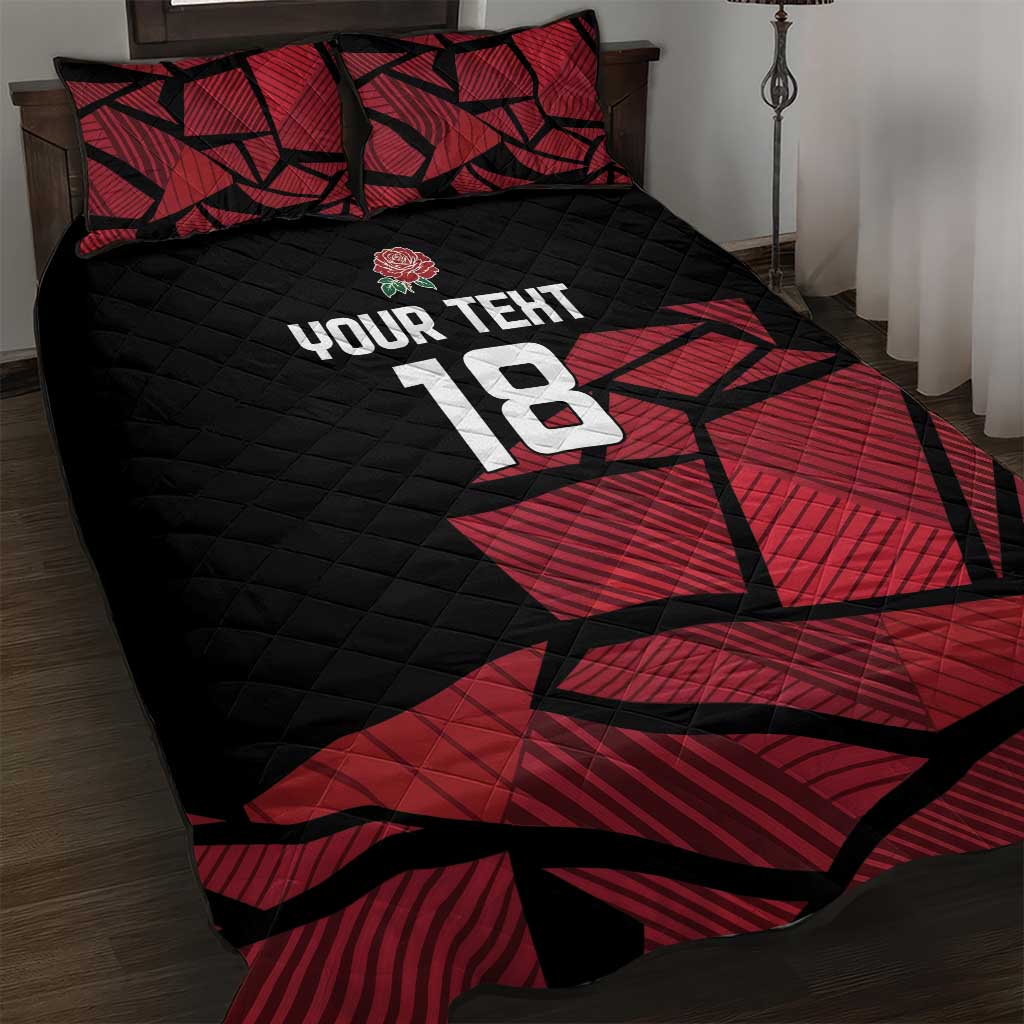 England Rugby Custom Quilt Bed Set Red Roses Go Champion - Wonder Print Shop