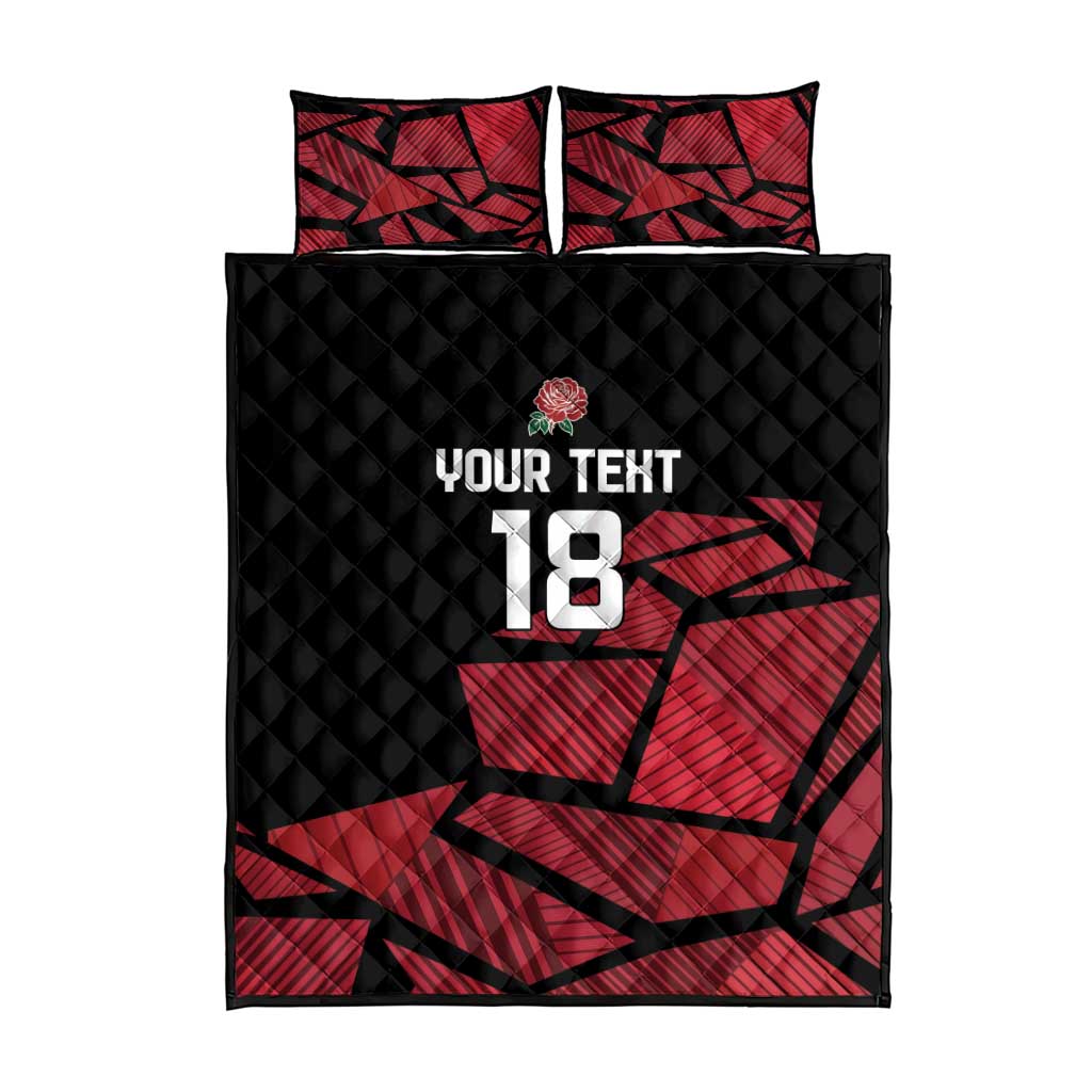 England Rugby Custom Quilt Bed Set Red Roses Go Champion - Wonder Print Shop
