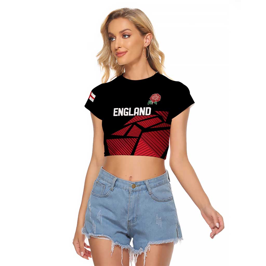 England Rugby Custom Raglan Cropped T Shirt Red Roses Go Champion - Wonder Print Shop