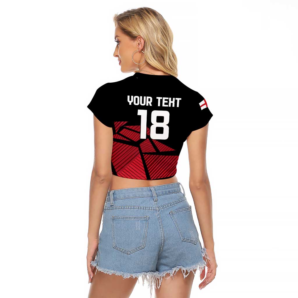 England Rugby Custom Raglan Cropped T Shirt Red Roses Go Champion - Wonder Print Shop