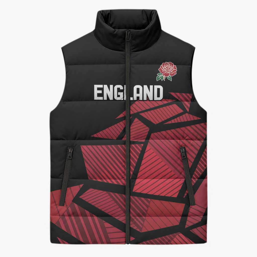 England Rugby Custom Sleeveless Puffer Jacket Red Roses Go Champion - Wonder Print Shop