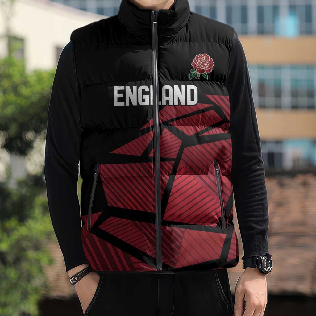 England Rugby Custom Sleeveless Puffer Jacket Red Roses Go Champion - Wonder Print Shop