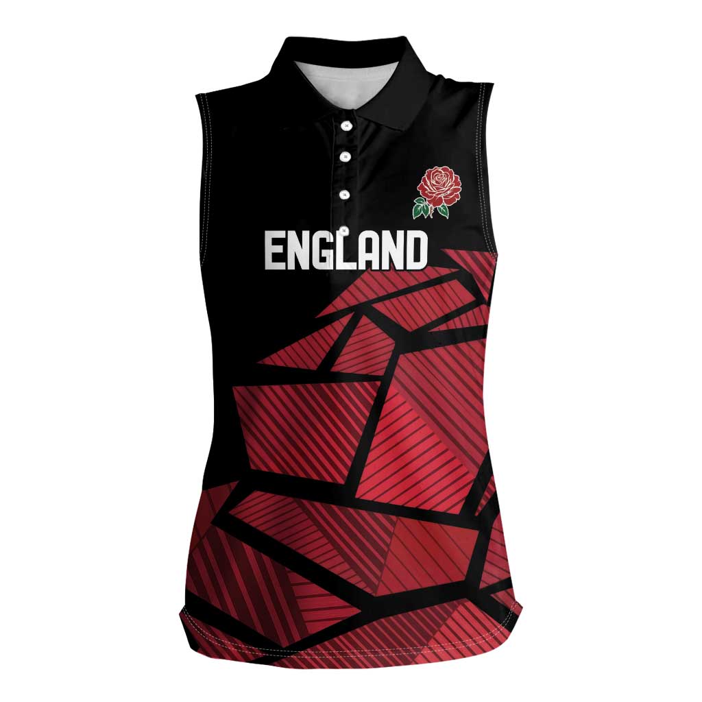 England Rugby Custom Women Sleeveless Polo Shirt Red Roses Go Champion - Wonder Print Shop