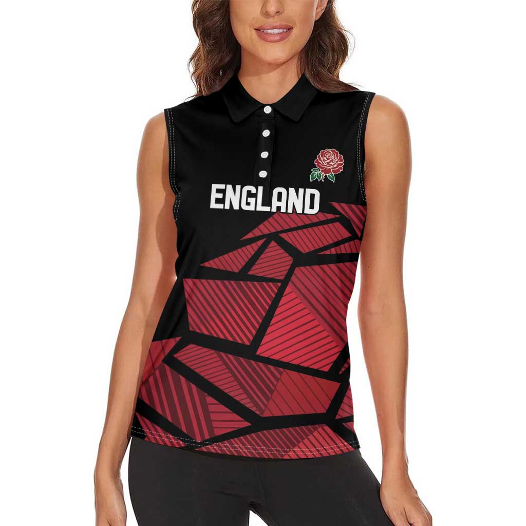 England Rugby Custom Women Sleeveless Polo Shirt Red Roses Go Champion - Wonder Print Shop