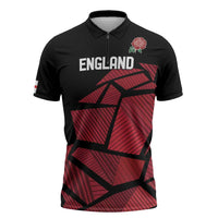 England Rugby Custom Zipper Polo Shirt Red Roses Go Champion - Wonder Print Shop