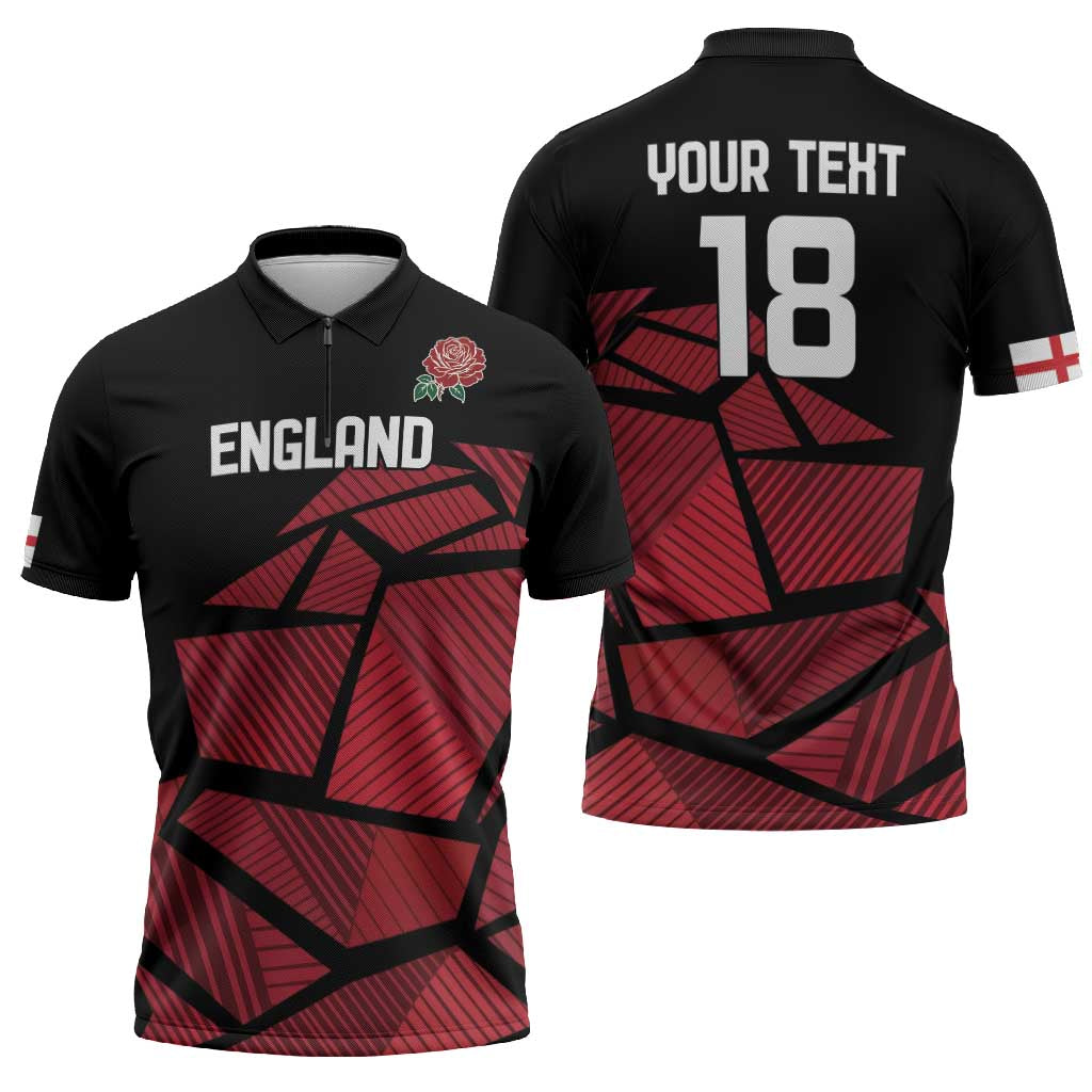 England Rugby Custom Zipper Polo Shirt Red Roses Go Champion - Wonder Print Shop