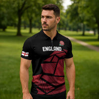 England Rugby Custom Zipper Polo Shirt Red Roses Go Champion - Wonder Print Shop