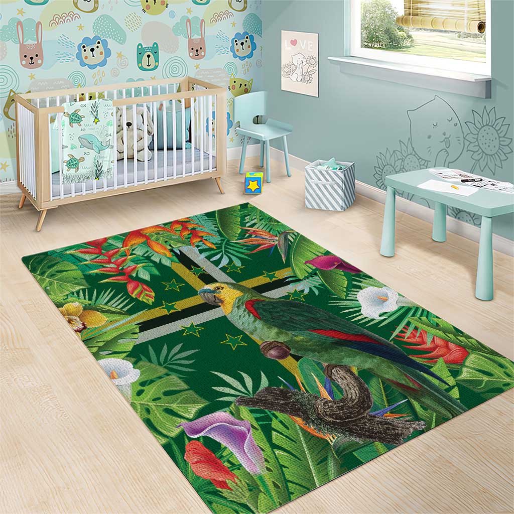 Dominica Sisserou Parrot Area Rug Tropical Flower Flag Style - Wonder Print Shop