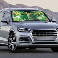 Dominica Sisserou Parrot Auto Sun Shade Tropical Flower Flag Style - Wonder Print Shop