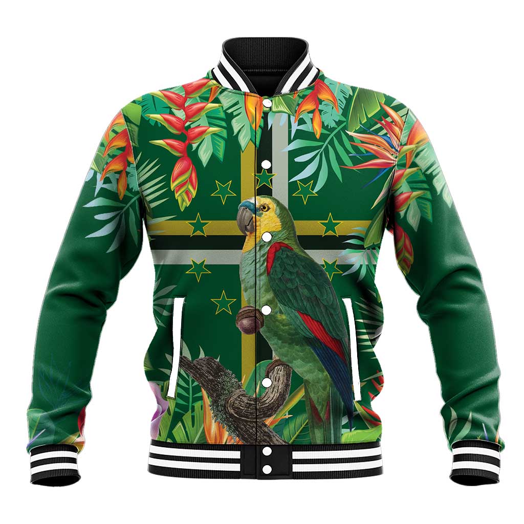 Dominica Sisserou Parrot Baseball Jacket Tropical Flower Flag Style - Wonder Print Shop