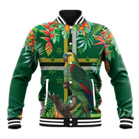 Dominica Sisserou Parrot Baseball Jacket Tropical Flower Flag Style - Wonder Print Shop