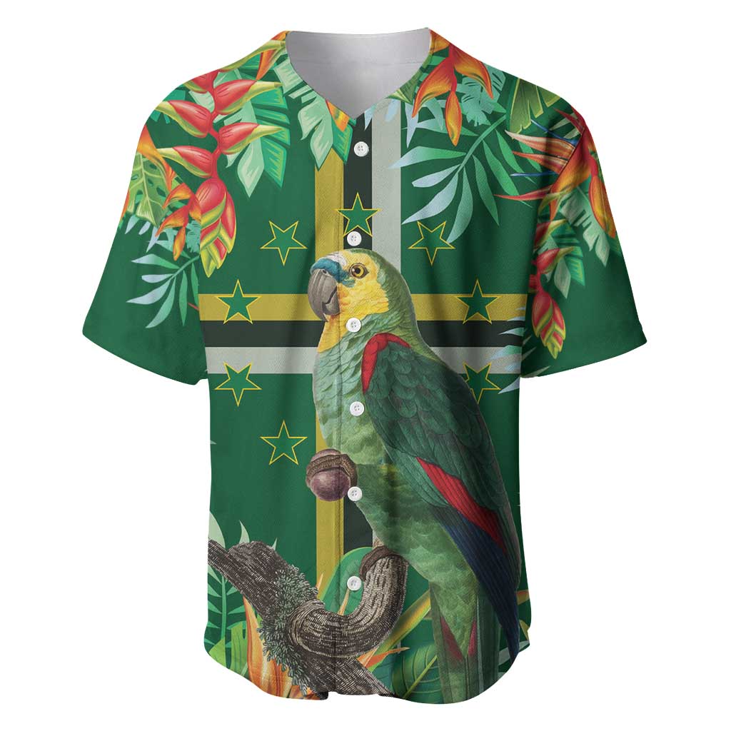 Dominica Sisserou Parrot Baseball Jersey Tropical Flower Flag Style - Wonder Print Shop