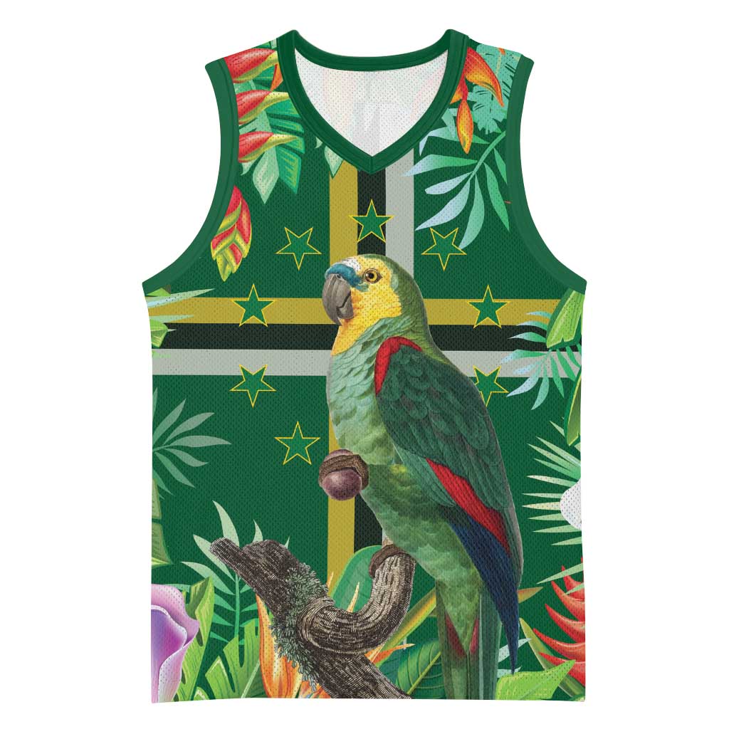 Dominica Sisserou Parrot Basketball Jersey Tropical Flower Flag Style - Wonder Print Shop