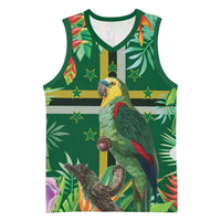 Dominica Sisserou Parrot Basketball Jersey Tropical Flower Flag Style - Wonder Print Shop