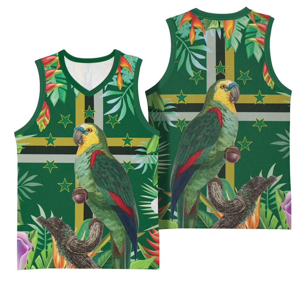 Dominica Sisserou Parrot Basketball Jersey Tropical Flower Flag Style - Wonder Print Shop