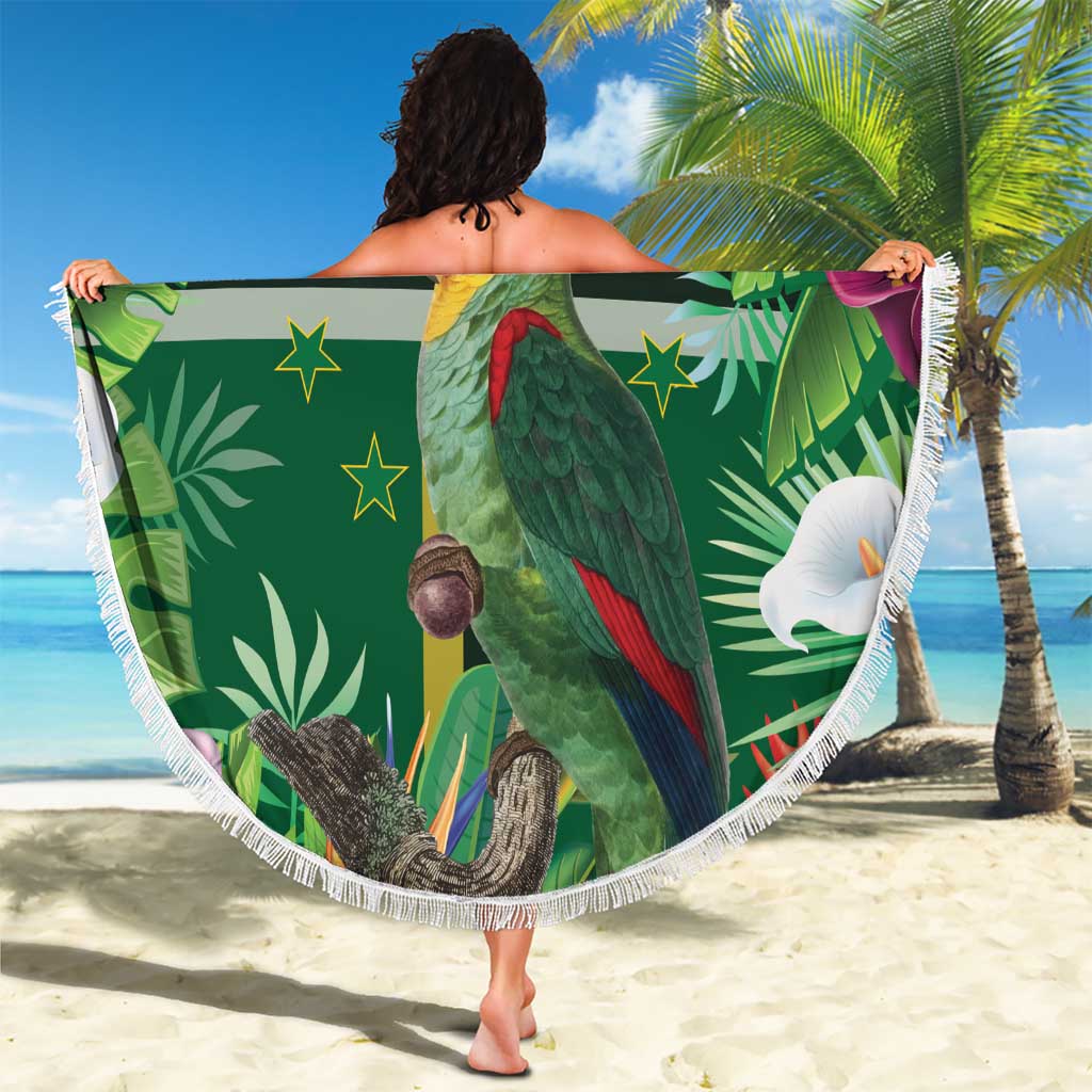 Dominica Sisserou Parrot Beach Blanket Tropical Flower Flag Style - Wonder Print Shop