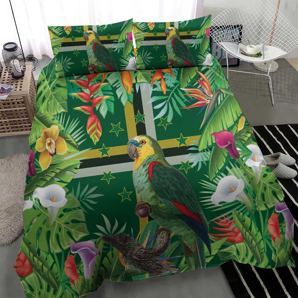 Dominica Sisserou Parrot Bedding Set Tropical Flower Flag Style - Wonder Print Shop