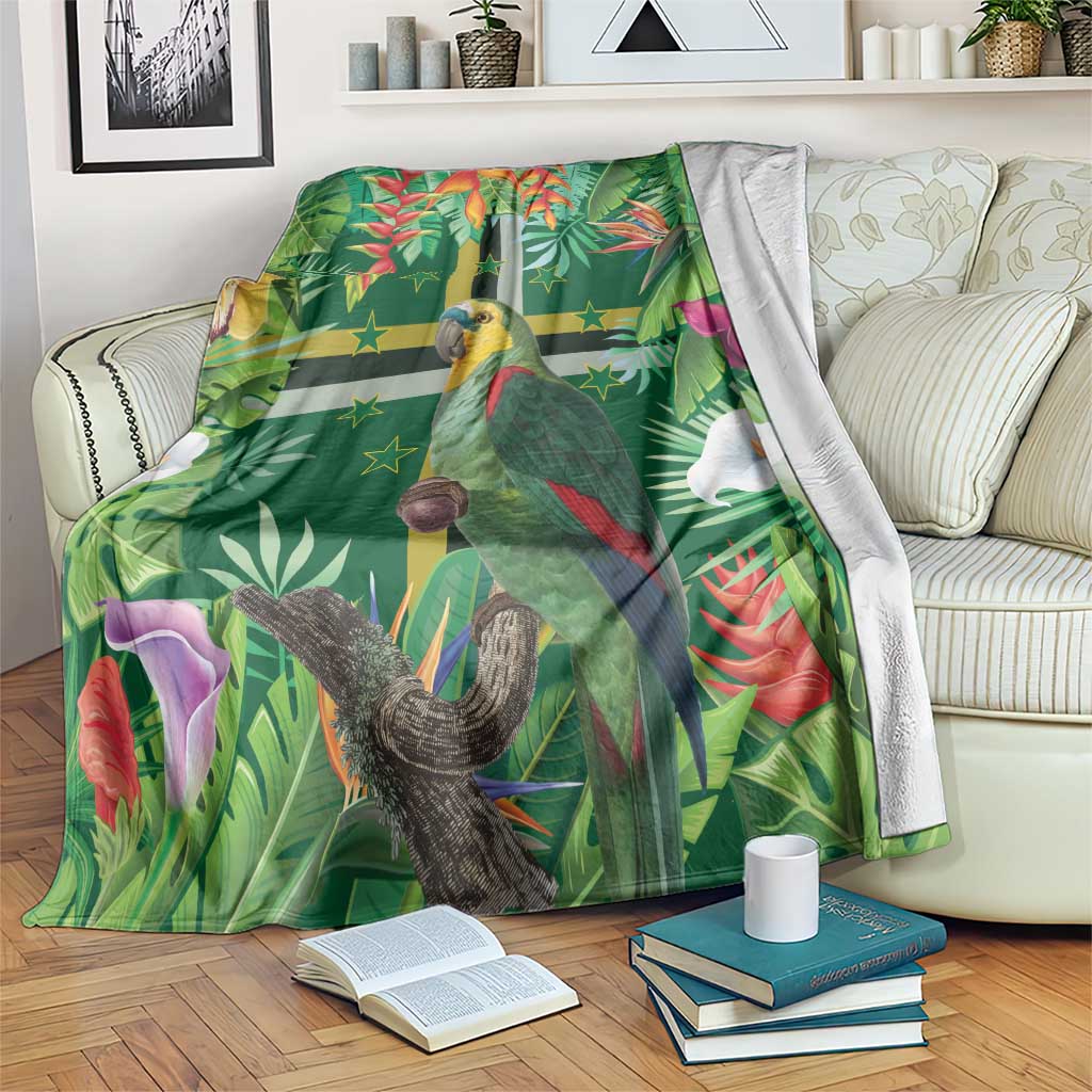 Dominica Sisserou Parrot Blanket Tropical Flower Flag Style - Wonder Print Shop