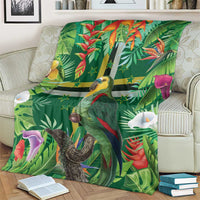 Dominica Sisserou Parrot Blanket Tropical Flower Flag Style - Wonder Print Shop