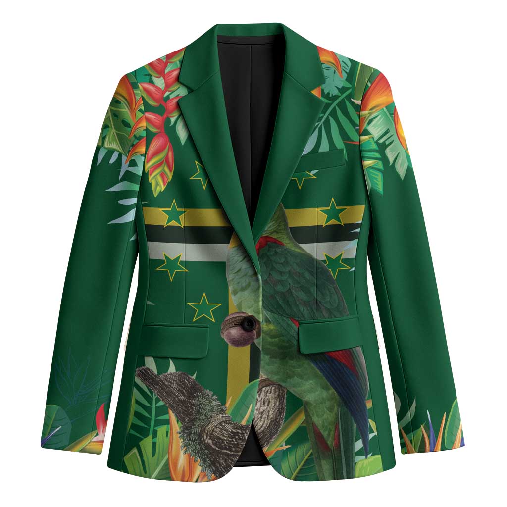 Dominica Sisserou Parrot Blazer Tropical Flower Flag Style - Wonder Print Shop