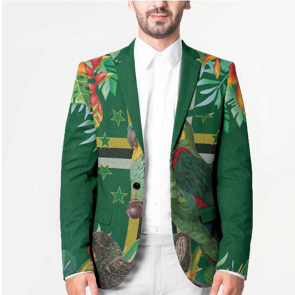 Dominica Sisserou Parrot Blazer Tropical Flower Flag Style - Wonder Print Shop