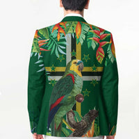 Dominica Sisserou Parrot Blazer Tropical Flower Flag Style - Wonder Print Shop