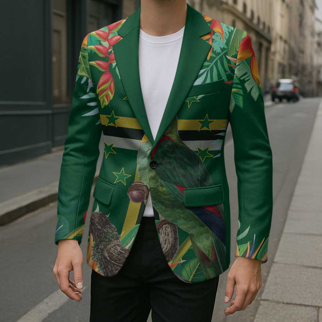 Dominica Sisserou Parrot Blazer Tropical Flower Flag Style - Wonder Print Shop
