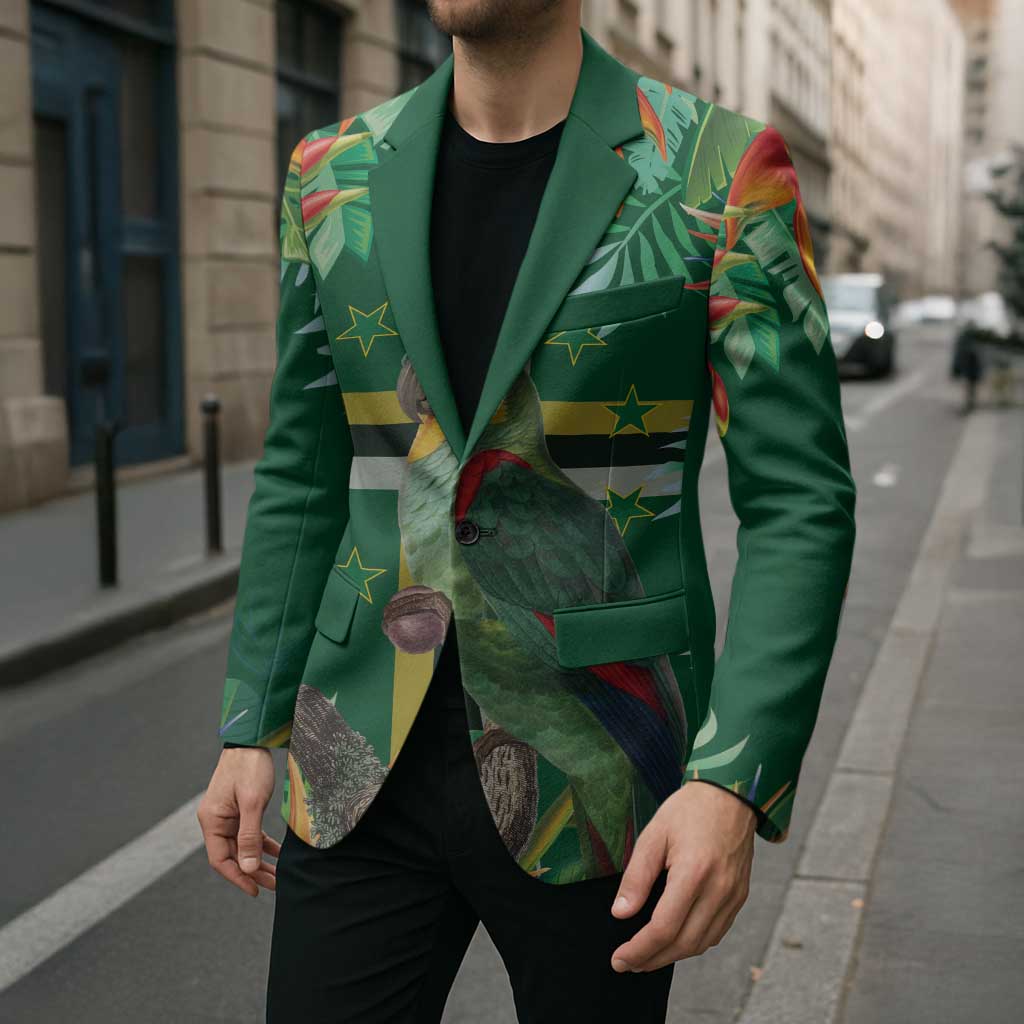 Dominica Sisserou Parrot Blazer Tropical Flower Flag Style - Wonder Print Shop