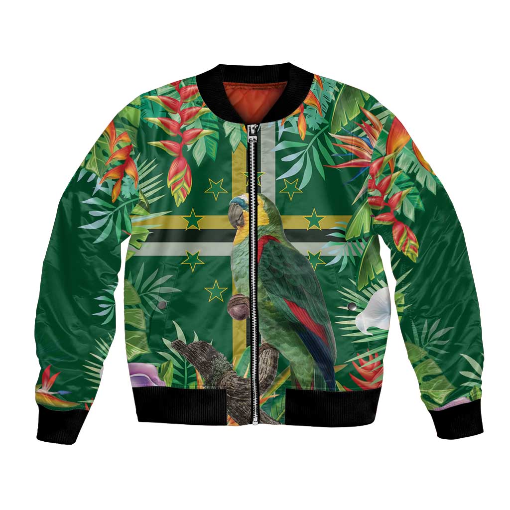 Dominica Sisserou Parrot Bomber Jacket Tropical Flower Flag Style - Wonder Print Shop