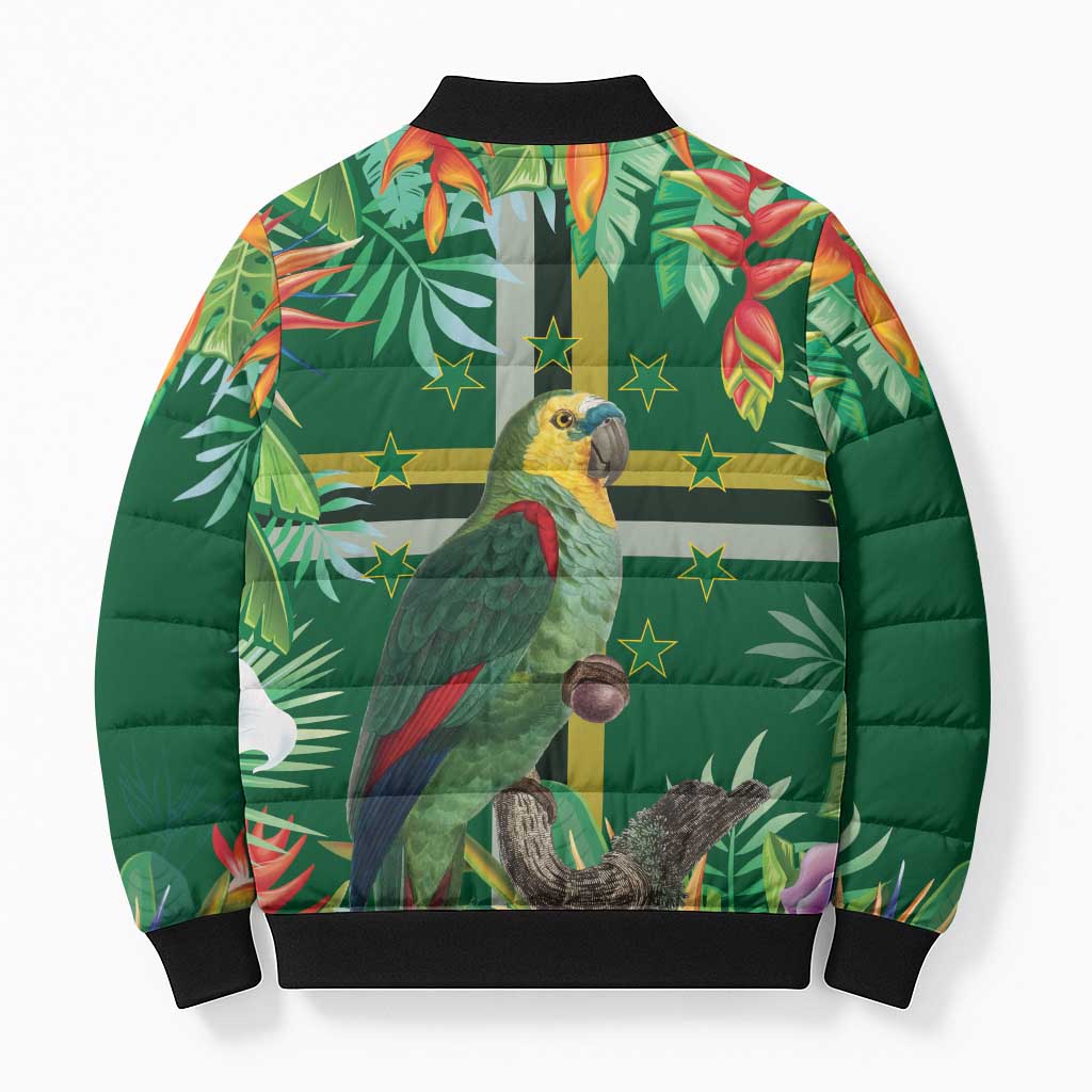 Dominica Sisserou Parrot Bomber Puffer Jacket Tropical Flower Flag Style - Wonder Print Shop