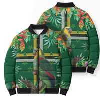 Dominica Sisserou Parrot Bomber Puffer Jacket Tropical Flower Flag Style - Wonder Print Shop