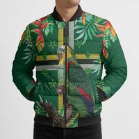 Dominica Sisserou Parrot Bomber Puffer Jacket Tropical Flower Flag Style - Wonder Print Shop